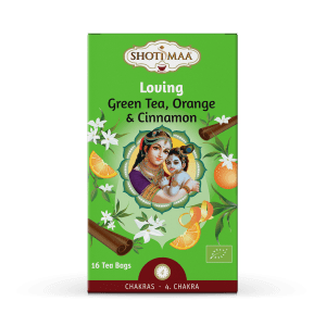 Loving - Zelený čaj, pomeranč a skořice čajová směs pro 4 čakru 16x2g